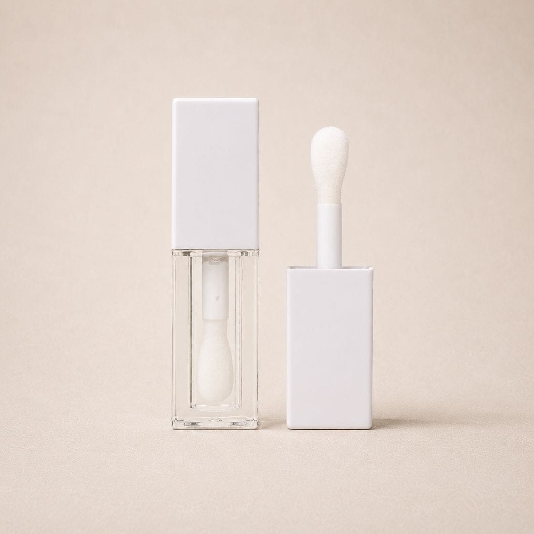 TKB 5ml White Lip Gloss Tubes with Jumbo Doe Foot Wand Applicator