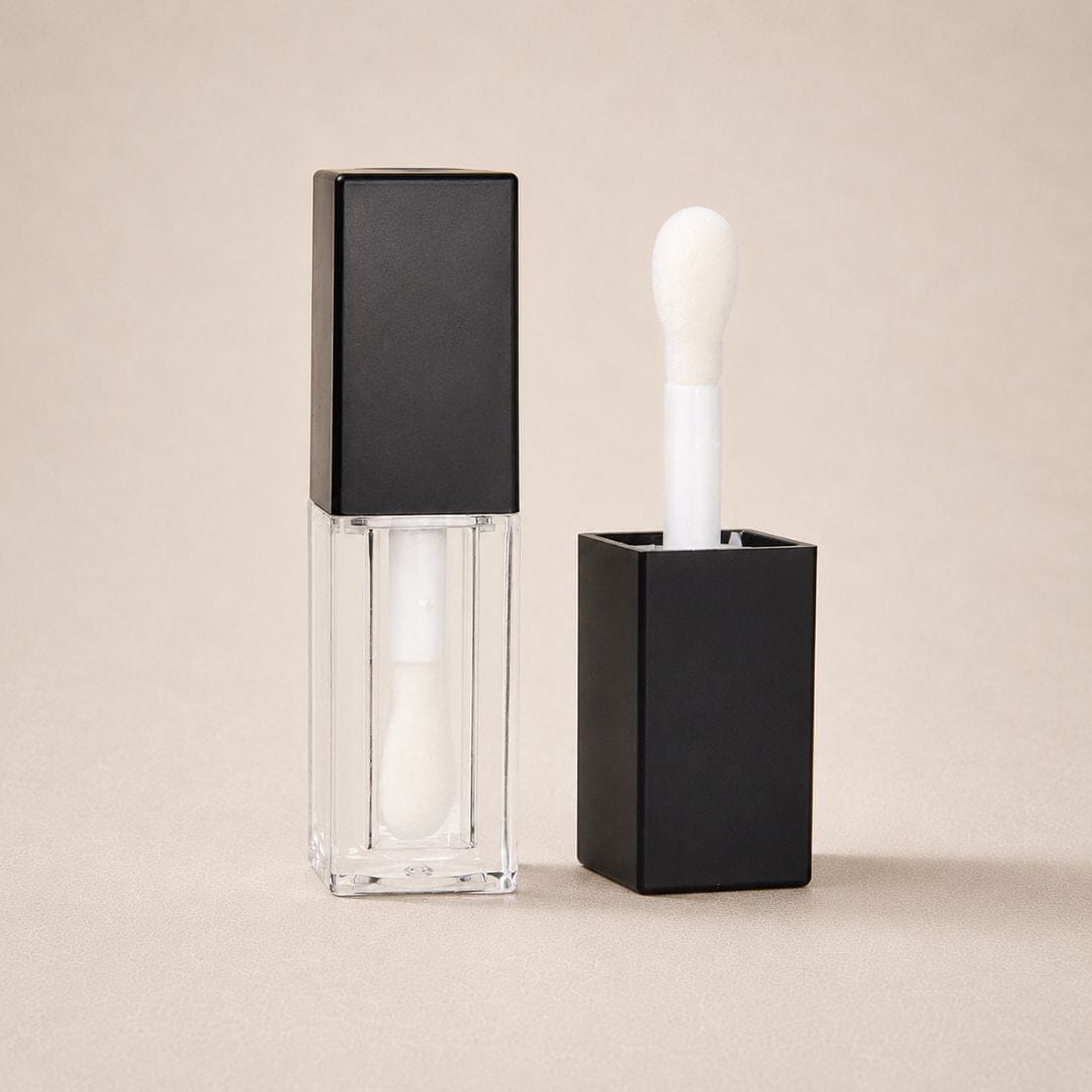 TKB 5ml Black Lip Gloss Tubes with Jumbo Doe Foot Wand Applicator