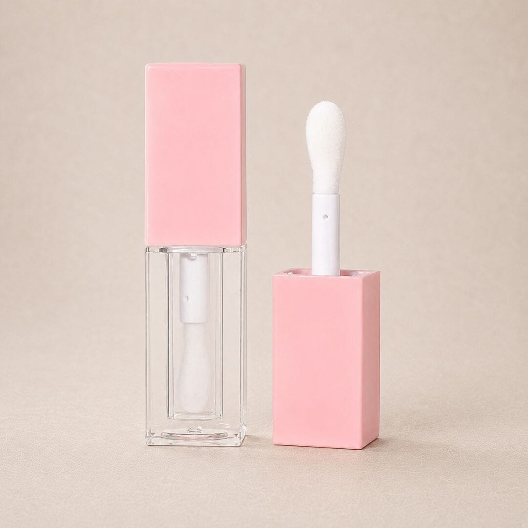 TKB 5ml Pink Lip Gloss Tubes with Jumbo Doe Foot Wand Applicator
