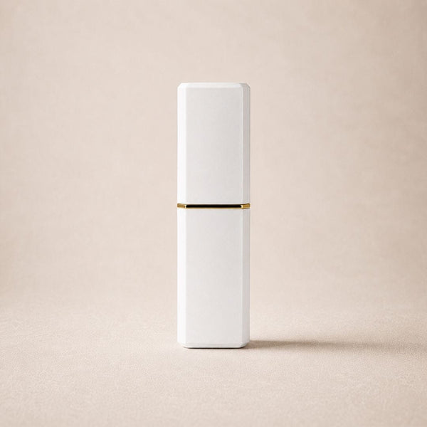TKB Square Pearl White Lipstick Case - Gold Trim Elegance