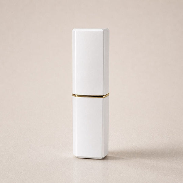 TKB Square Pearl White Lipstick Case - Gold Trim Elegance