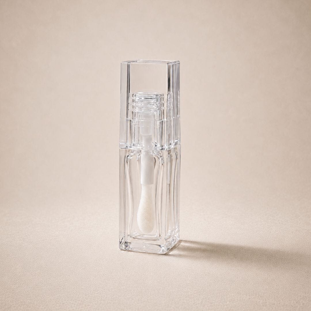 TKB 5ml Clear Square Lip Gloss Tubes With Horse Shoe Wand Applicator