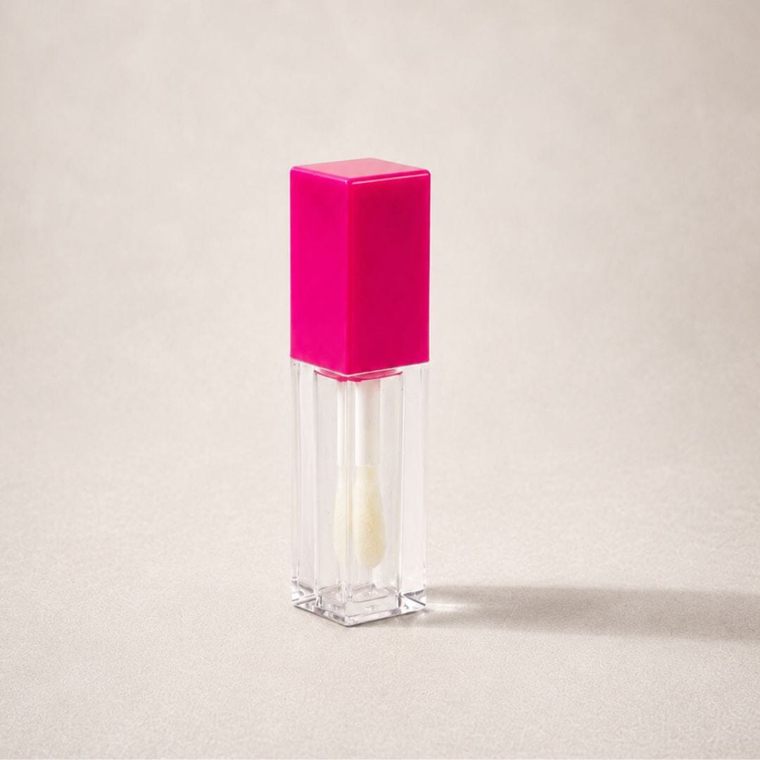 TKB 5ml Hot Pink Lip Gloss Tubes with Jumbo Doe Foot Wand Applicator
