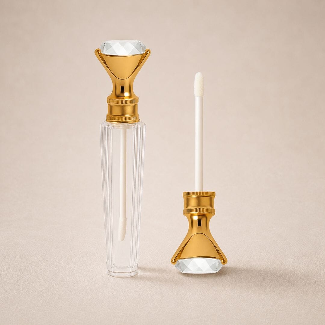 TKB Diamond-Cut Lip Gloss Tube - Gold Crown Cap