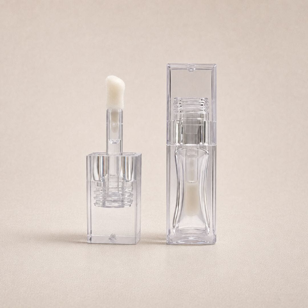 TKB 5ml Clear Square Lip Gloss Tubes With Horse Shoe Wand Applicator