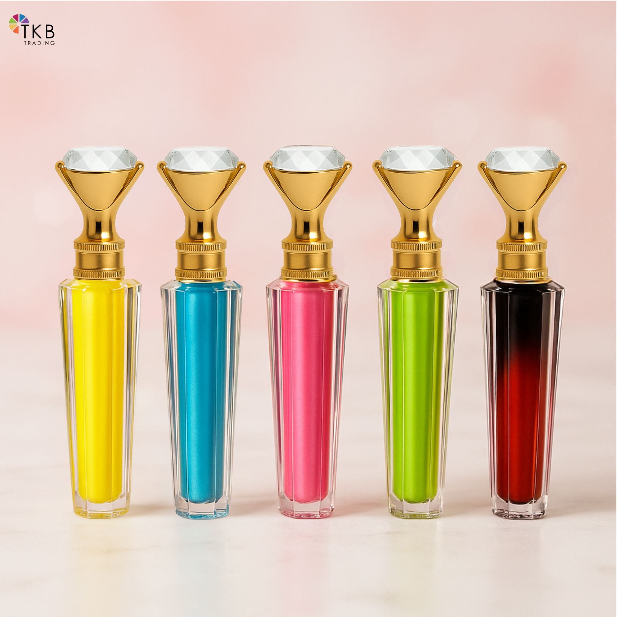 TKB Diamond-Cut Lip Gloss Tube – Gold Crown Cap