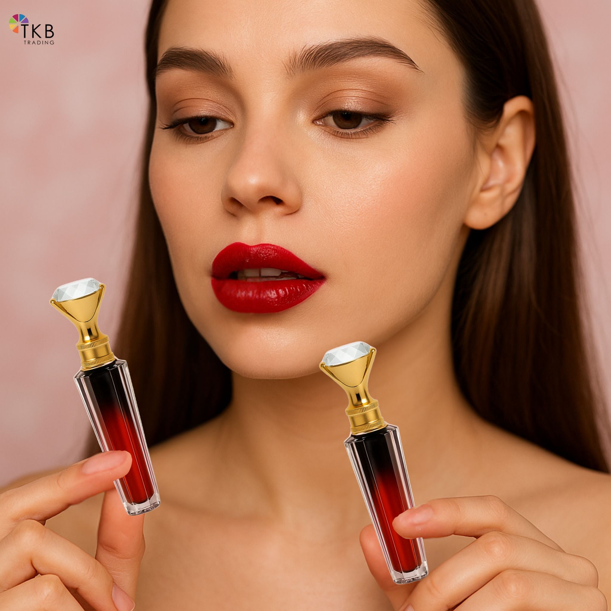 TKB Diamond-Cut Lip Gloss Tube – Gold Crown Cap