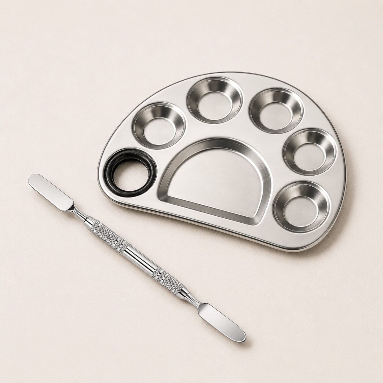 Metal Mixing Palette with Dual-End Spatula