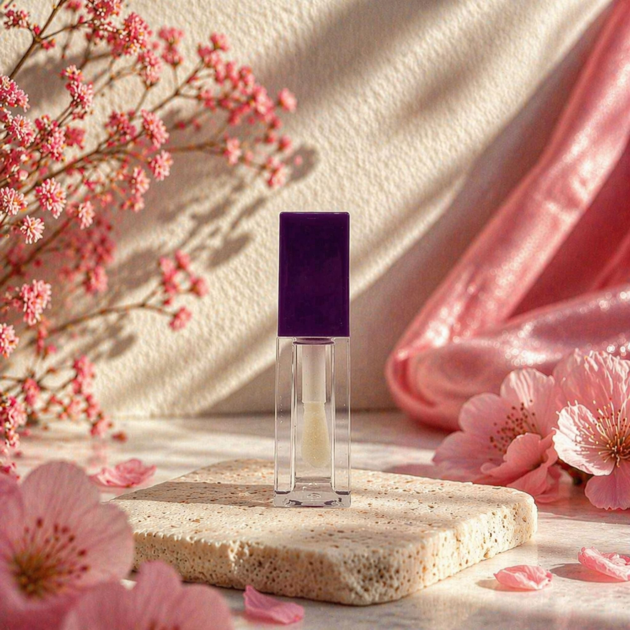 TKB 5ml Deep Purple Lip Gloss Tubes with Jumbo Doe Foot Wand Applicator