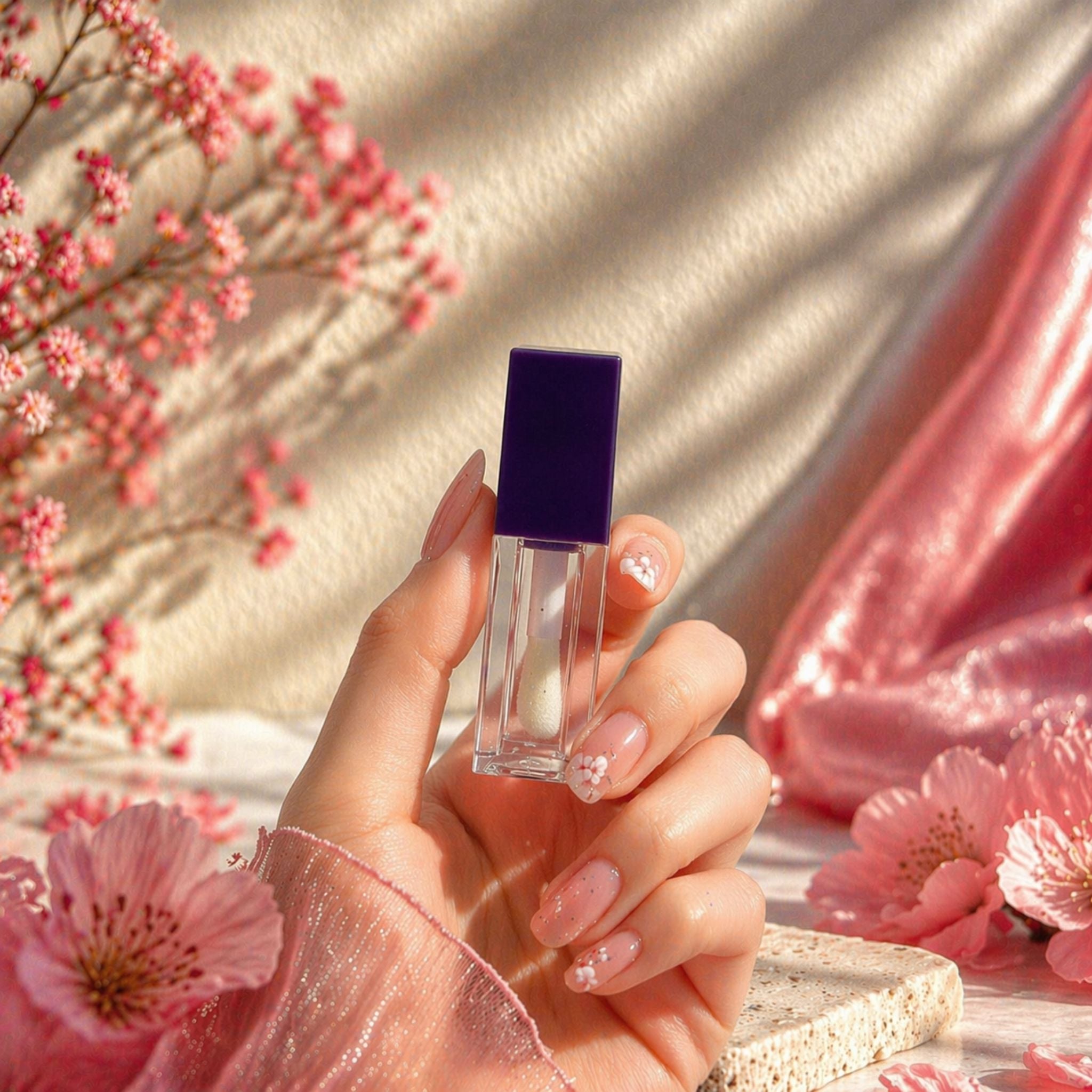 TKB 5ml Deep Purple Lip Gloss Tubes with Jumbo Doe Foot Wand Applicator