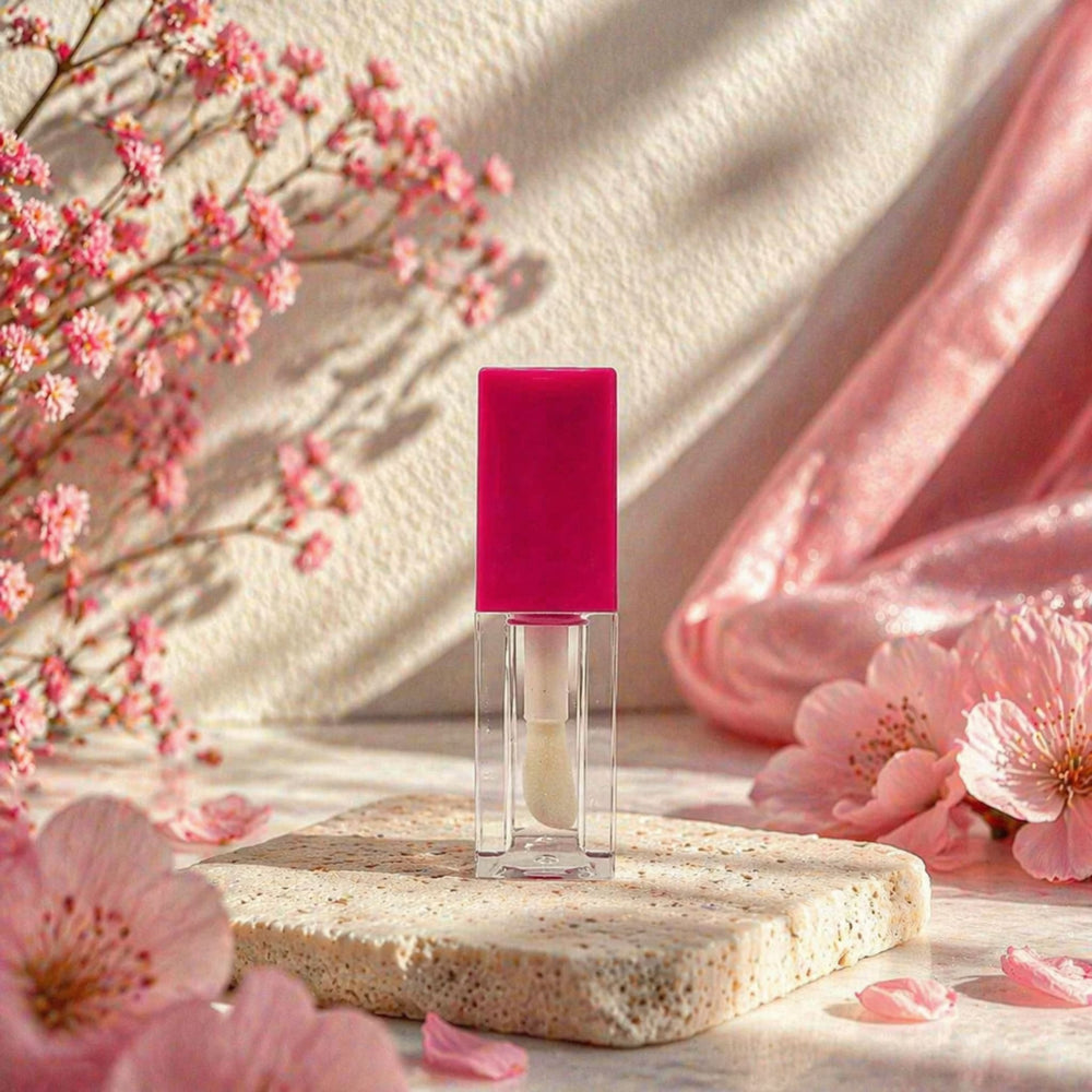 TKB 5ml Hot Pink Lip Gloss Tubes with Jumbo Doe Foot Wand Applicator
