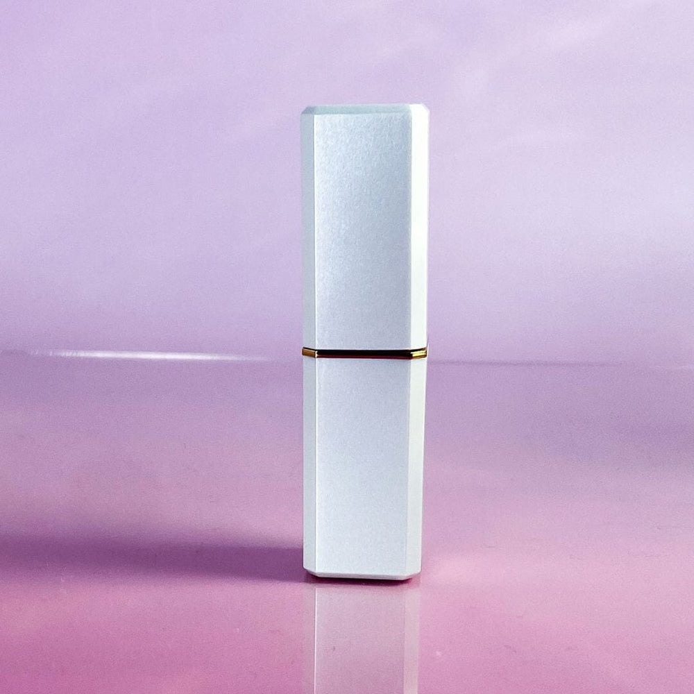 TKB Square Pearl White Lipstick Case - Gold Trim Elegance