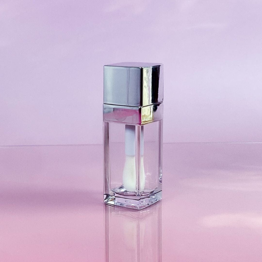 TKB 5ml Silver Square Lip Gloss Tubes With Jumbo Doe Foot Wand Applicator