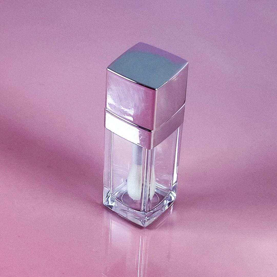 TKB 5ml Silver Square Lip Gloss Tubes With Jumbo Doe Foot Wand Applicator