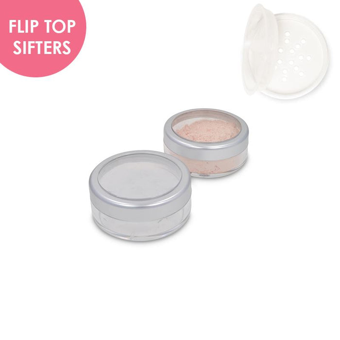 Jars: Matte Silver Rim and Flip Top Sifters