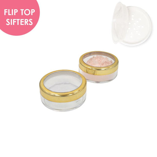 Jars: Shiny Gold Rim and Flip Top Sifters