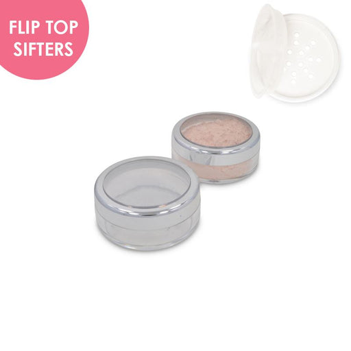 Jars: Shiny Silver Rim and Flip Top Sifters